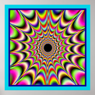 Schlagende schwarze Mitte-strahlende Farben Poster