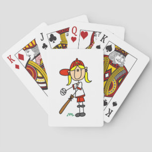 Schlagendes Mädchen Stick Figure Baseball-Geschenk Spielkarten