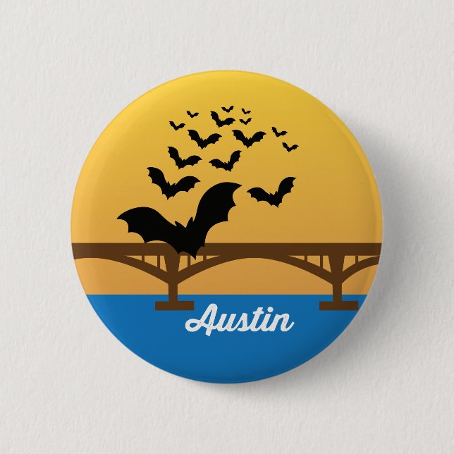 Schläger-Brücken-Knopf Austins Texas weltberühmter Button (Vorderseite)