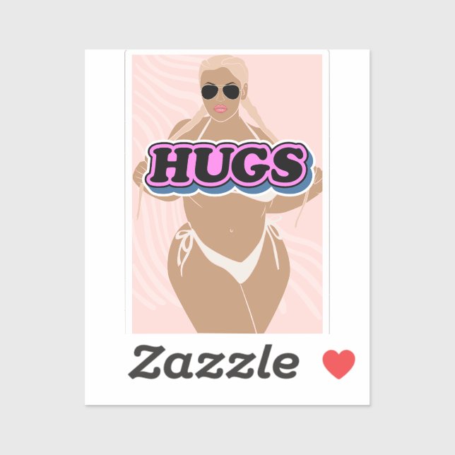 Schläger, Cartoon schön und Dame in Bikinie Aufkleber (Blatt)