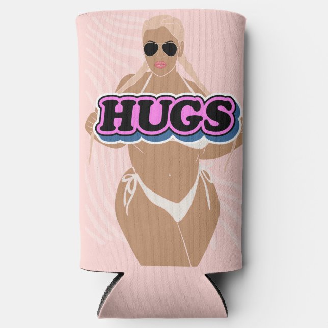 Schläger, Cartoon schön und Dame in Bikinie Selters Dosenkühler (Vorderseite)