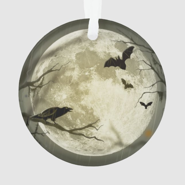 Schläger durch den Mond auf Halloween Ornament (Rückseite)