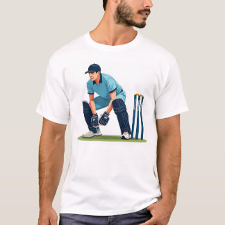 Schläger in Aktion, die Cricket Ball fangen T-Shirt