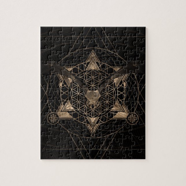 Schläger in der heiligen Geometrie - Schwarzes und Puzzle (Vertikal)