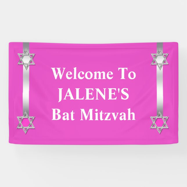 Schläger mitzvah Stern-David-Rosa Banner (Horizontal)