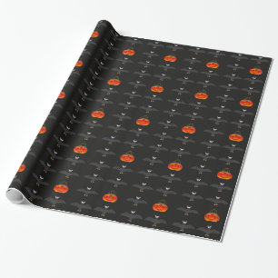 Schläger-Orangen-Kürbise Halloweens schwarze Geschenkpapier