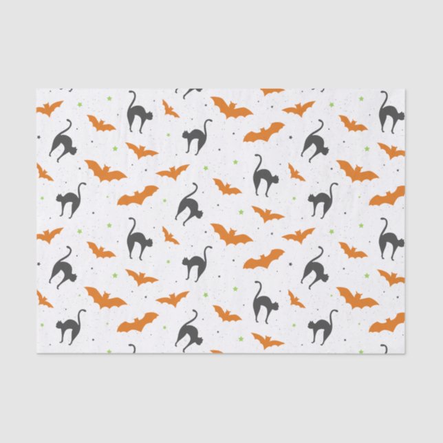 Schläger und Katzen Halloween Seidenpapier (Vorderseite)