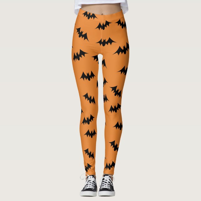 Schlägerconfetti-Gamaschen-Schwarzes/Orange Leggings (Vorderseite)