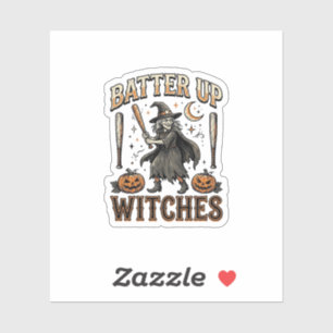 Schlagfertige Hexen Vintage-Halloween-Baseball-Des Aufkleber
