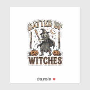 Schlagfertige Hexen Vintage-Halloween-Baseball-Des Aufkleber