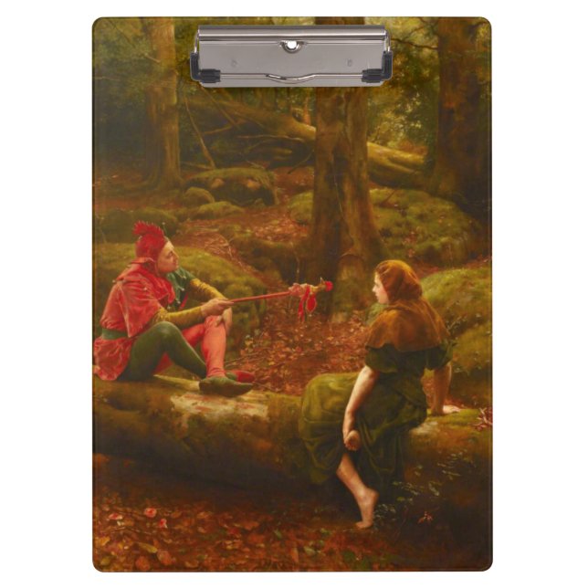 Schlagstein und Audrey (Narr neckt verliebte Dame) Klemmbrett (Vorderseite)