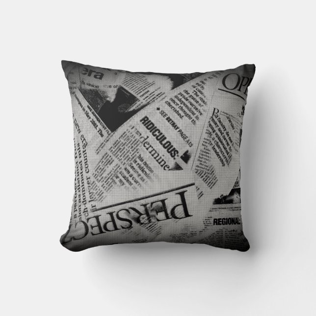 Schlagzeilen-Zeitungspapier Kissen (Vorderseite)
