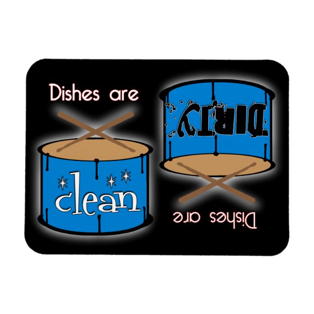 Schlagzeug Drum Rectangle Black Disshwasher Magnet (Horizontal)