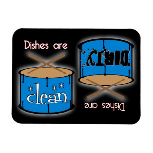 Schlagzeug Drum Rectangle Schwarz Geschirrspülmasc Magnet