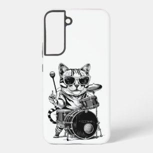 Schlagzeug Kätzchen Katze spielt Rock and Roll Sch Samsung Galaxy Hülle