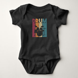 Schlagzeug-Set Vintage-Rockmusik Retro-Drummer Baby Strampler