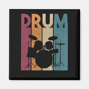 Schlagzeug-Set Vintage Rockmusik Retro-Drummer Magnet