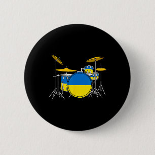 Schlagzeug Ukrainische Flagge Ukraine Schlagzeuger Button