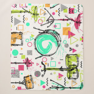 Schlagzeug: Watercolor Memphis Retro. Sherpadecke