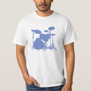 Schlagzeuger-blaues Silhouette-T-Shirt T-Shirt