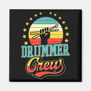Schlagzeuger-Crew Lustiger Trendiger Retro Vintage Magnet