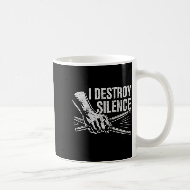 Schlagzeuger Drummer I Destroy Silence Drumming L Kaffeetasse (Rechts)