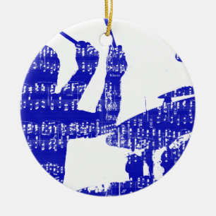 Schlagzeuger haftet blauen w Musik-Schmutz des Keramik Ornament