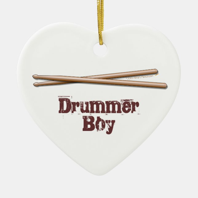 Schlagzeuger-Jungen-Drumsticks-kundengerechte Keramik Ornament (Vorne)