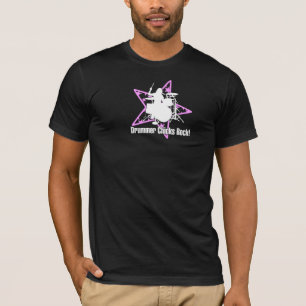Schlagzeuger-Küken-Felsen-T - Shirt