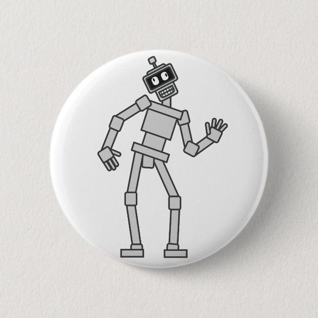 Schlaksiger Roboter Button (Vorderseite)