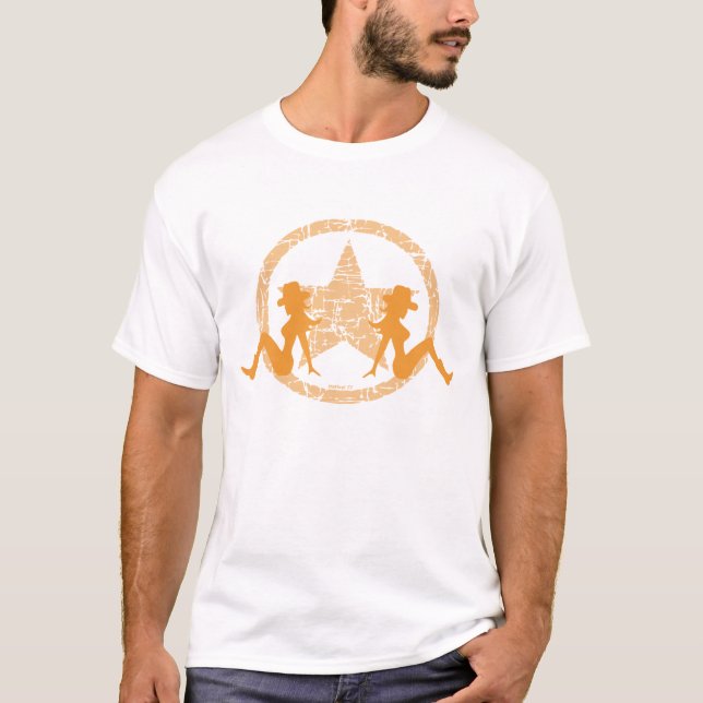 Schlamm-Klappen-Cowgirls orange T-Shirt (Vorderseite)