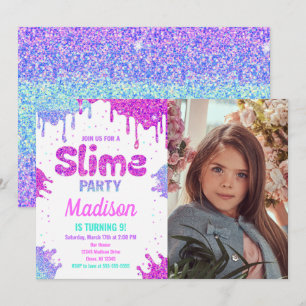 Schlamm-Party-Foto-Geburtstagseinladung Glitter Einladung