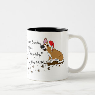 Schlammige Weihnachtscorgi-Tasse Zweifarbige Tasse