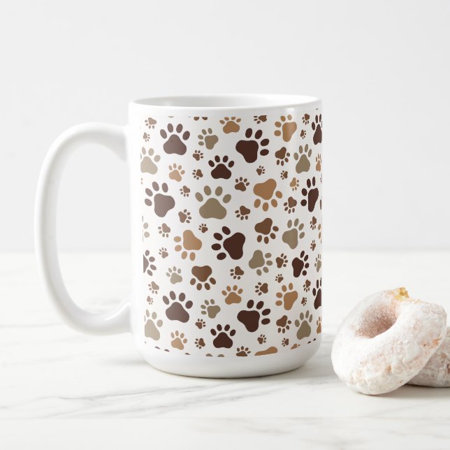 Schlammiger Pfotenabdruck-Kaffeebecher Kaffeetasse (Mit Donut)
