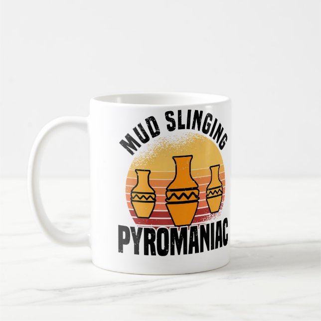Schlammschleudernder Pyromane - Töpferei Keramik Kaffeetasse (Links)