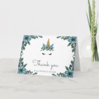 Schlampe Einhorn Gesicht blauen Blumen Dankeschön