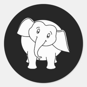 Schlampiger weißer Elefant. Cartoon. Runder Aufkleber