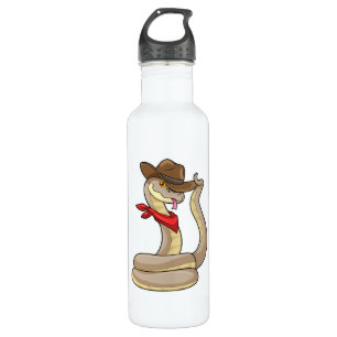 Schlange als Cowboy mit Scarf Edelstahlflasche