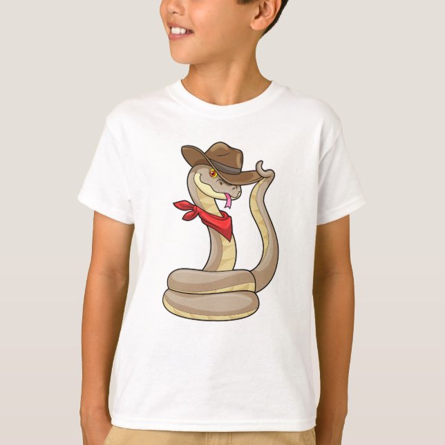 Schlange als Cowboy mit Scarf T-Shirt (Vorderseite)