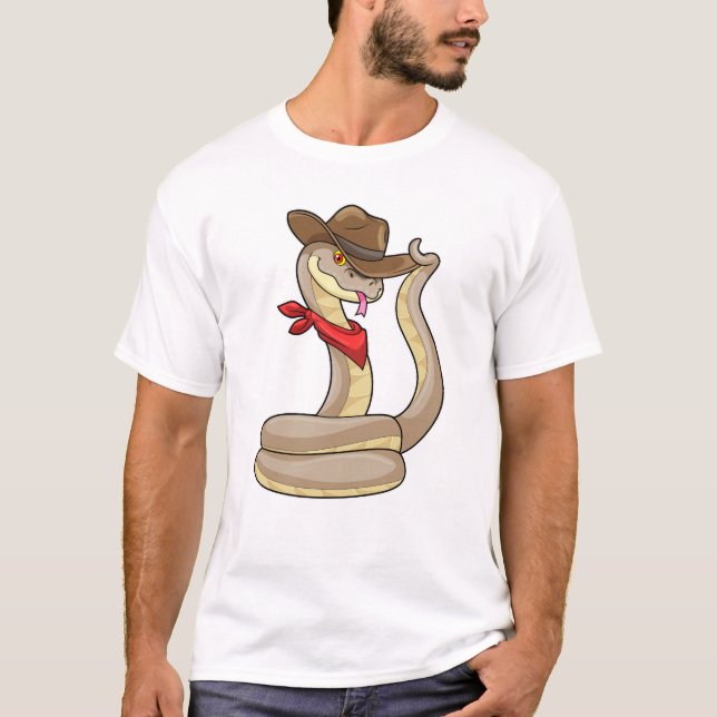 Schlange als Cowboy mit Scarf T-Shirt (Vorderseite)