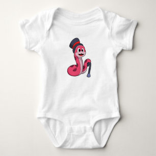 Schlange als Gentleman mit Hut & Walking-Stick Baby Strampler