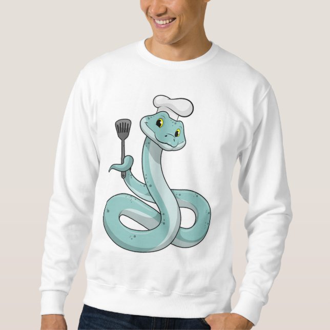 Schlange als Koch mit Koch Hut Sweatshirt (Vorderseite)
