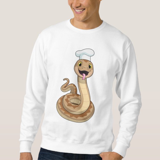 Schlange als Koch mit Koch Hut Sweatshirt (Vorderseite)