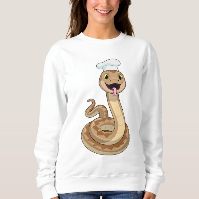 Schlange als Koch mit Koch Hut Sweatshirt (Vorderseite)