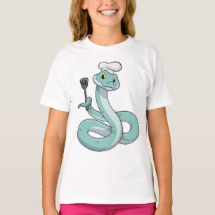 Schlange als Koch mit Koch Hut T-Shirt