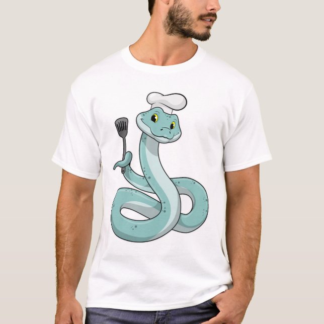 Schlange als Koch mit Koch Hut T-Shirt (Vorderseite)