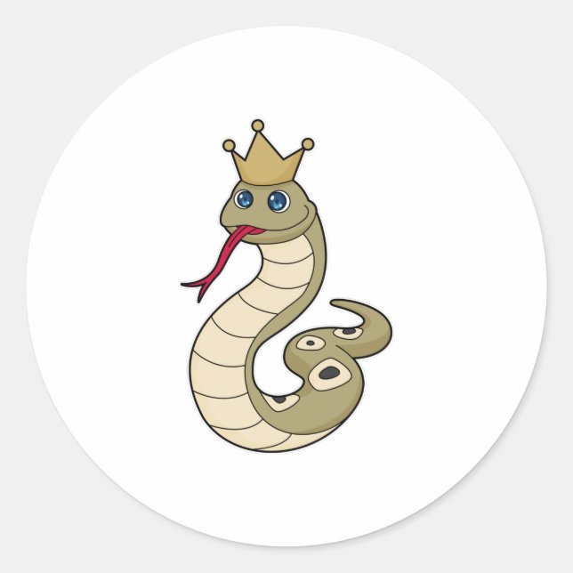 Schlange als König mit Krone Runder Aufkleber (Vorderseite)