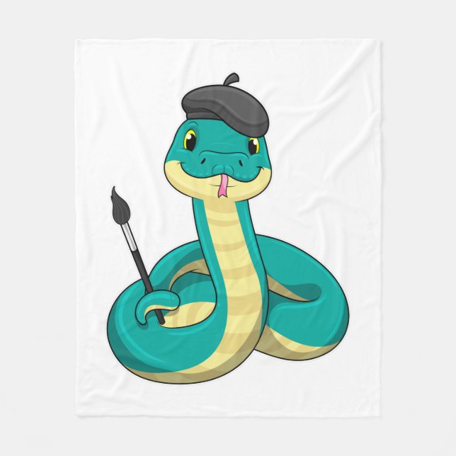 Schlange als Maler mit Pinsel Fleecedecke (Vorderseite)