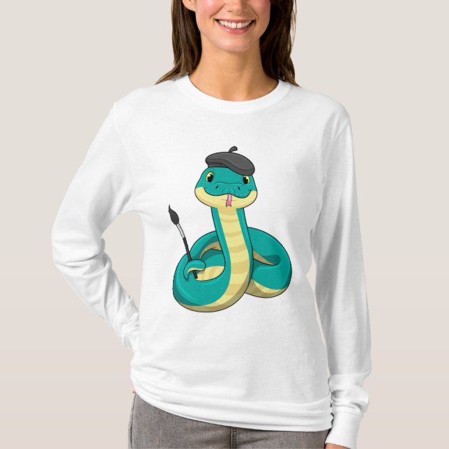 Schlange als Maler mit Pinsel T-Shirt (Vorderseite)