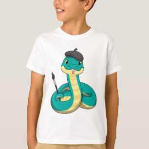 Schlange als Maler mit Pinsel T-Shirt